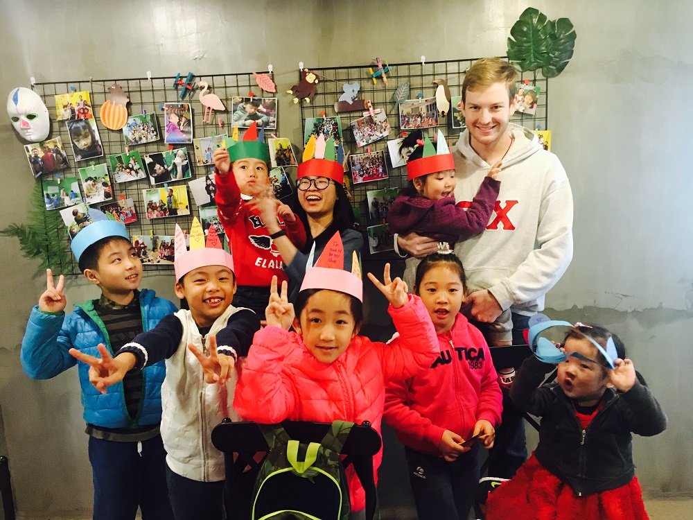 Connor teaching at Flying English