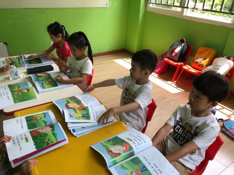 Young learners practising English